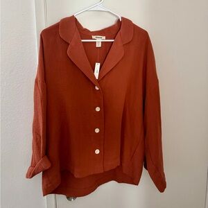Madewell Brunt Orange Long Sleeve Button Up Shirt